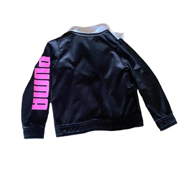 Puma Jacket Toddler Size 2T Athletic Zip Up Logo Long Sleeve Weight Pink Black - Picture 4 of 8